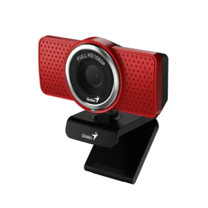 cámara webcam genius ecam 8000 2mp full hd 1080 usb micrófono digital enfoque fijo rojo