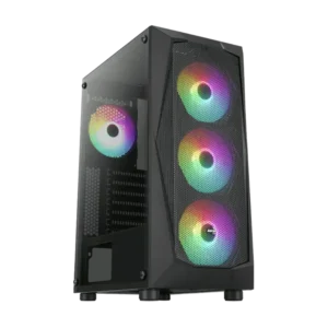 case aerocool falcon gaming mid tower negro atx 3 x usb panel frontal de malla panel lateral de vidrio templado