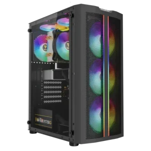 case gamdias aura cg3 elite gaming mid tower negro 3 x usb panel frontal de malla de vidrio templado