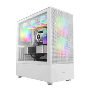 case gamdias talo e3 mesh elite gaming mid tower blanco 1 x usb panel frontal de malla de vidrio templado