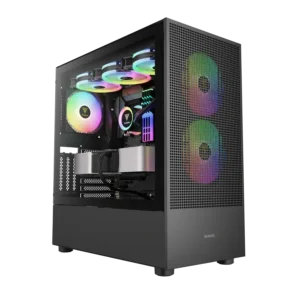 case gamdias talo e3 mesh elite gaming mid tower negro 1 x usb panel frontal de malla de vidrio templado