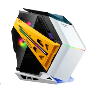 case gamemax autobot gaming full tower blanco azul naranja atx 4 x usb lateral doble vidrio templado