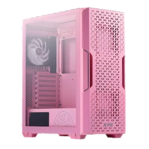 case xpg starker air gaming mid tower rosado atx 2 x usb paneles laterales vidrio templado panel frontal malla magnética