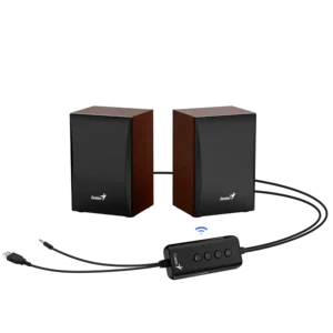 cornetas genius sp hf380bt madera 3.5mm usb bluetooth 3w estéreo