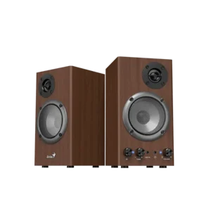 cornetas genius sp hf500b madera 3.5mm 16w parlante 2 vías con 3d envolvente