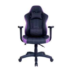 silla cooler master gaming caliber e1 ergonomica ajuste de inclinancion reposacabezas negro y morado