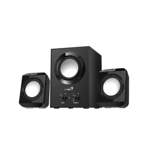 subwoofer genius sw 2.1 300 madera negro 3.5mm 10w bajo control del volúmen