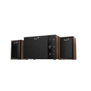 subwoofer genius sw 2.1 350 madera 3.5mm 15w agudos y graves volúmen ajustable