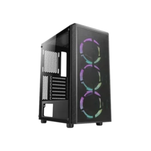 case azza prime 360 gaming mid tower negro atx 2 x usb panel izquierdo vidrio templado panel derecho acero