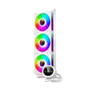 enfriador liquido gamemax iceburg 120 infinity rgb 4 pines 180 w lga 1700 amd am5 blanco (copy)