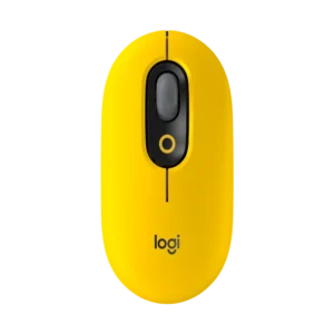 mouse logitech pop emoji 1000dpi inalámbrico 4 botones multidispositivo amarillo