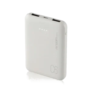 power bank argom c6 6000mah ultracompacto usb indicadores led blanco